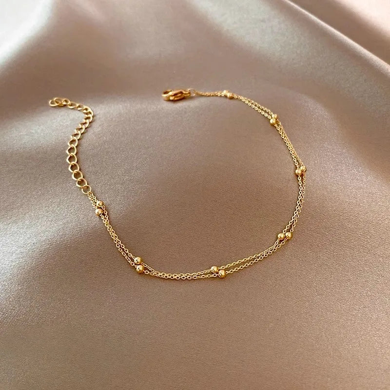 Small Ball Bracelet Gold Plated  Cuff Bracelets
