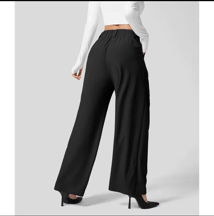 Wide Leg  Office Pants Soft Thin Straight Trousers