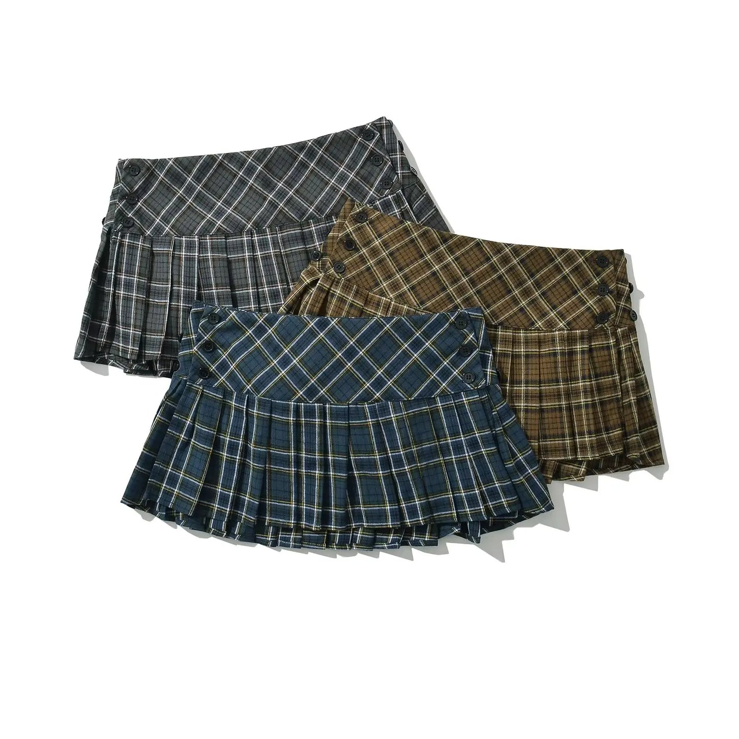 Mini Pleated plaid skirts preppy style