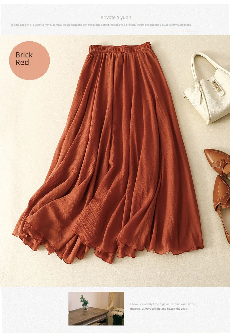 Cotton Double Layer Half Skirt