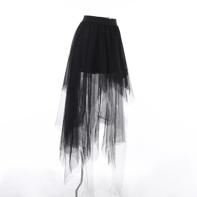 Casual Skirts Punk Net Yarn High-Waisted  Gothic