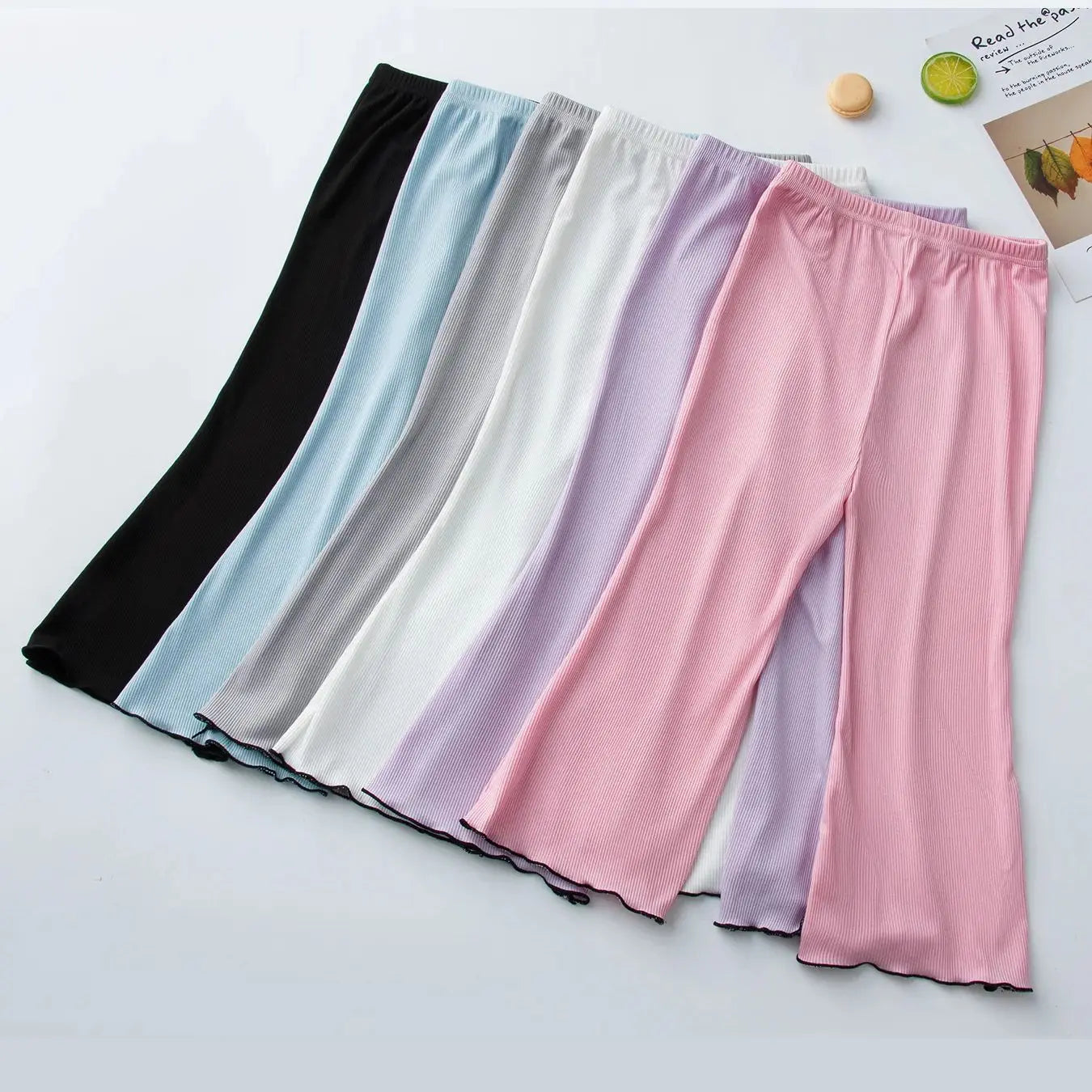 Children's solid color bell bottoms elastic waist