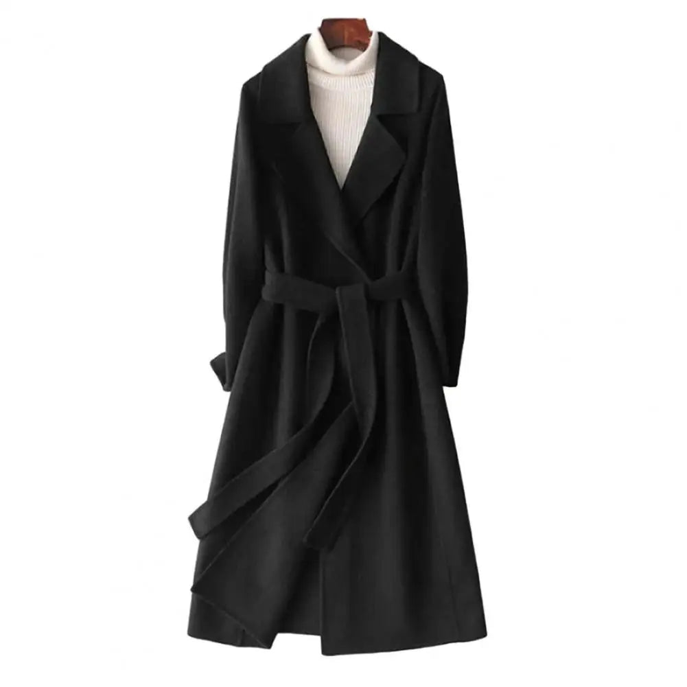 Mid-calf Woolen Coat Belt Long Sleeve