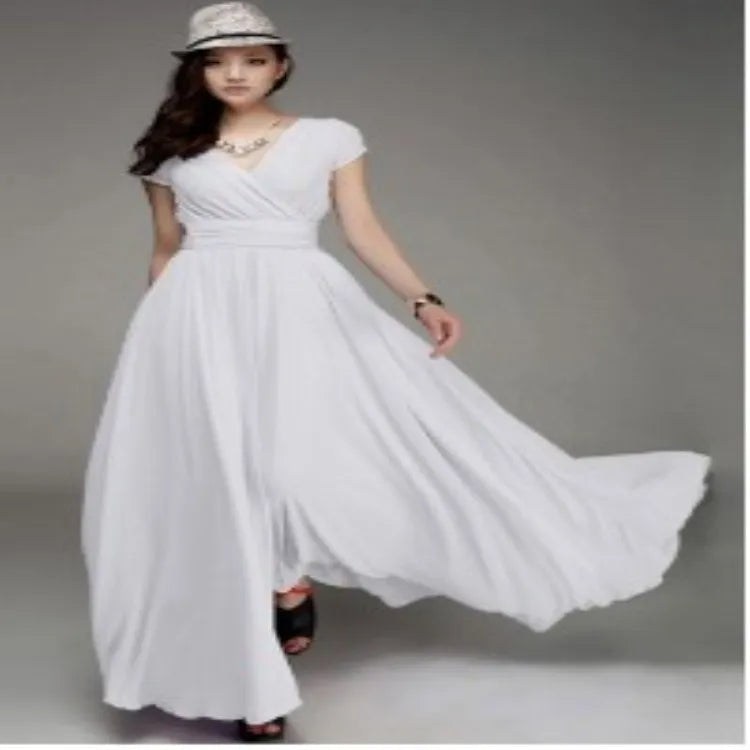 Short-Sleeved Chiffon Evening Dress, Party Dress,