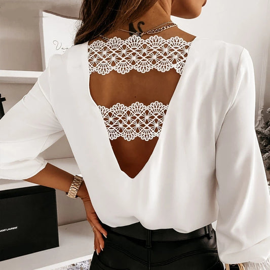 Lace Stitching Pullover Blouse