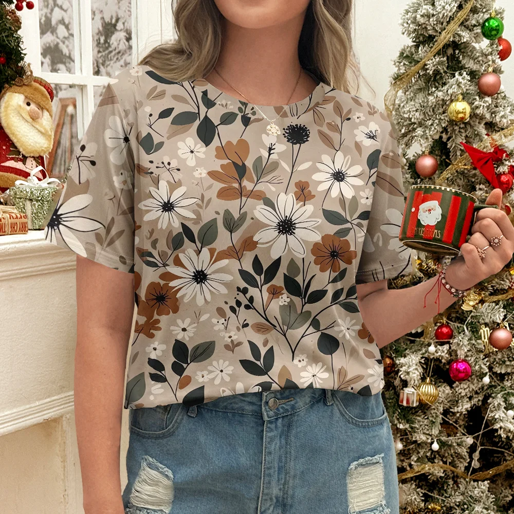 Elegant artistic light coffee base floral print