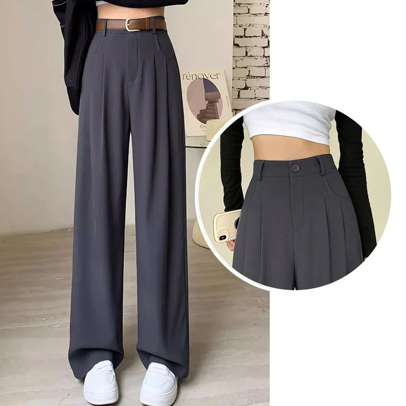 Suit Pants Breathable  High Waist Wide Leg