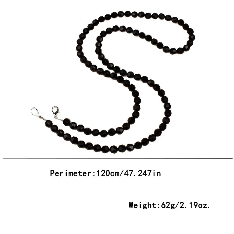 Black Bead Phone Chain Lanyard Crossbody