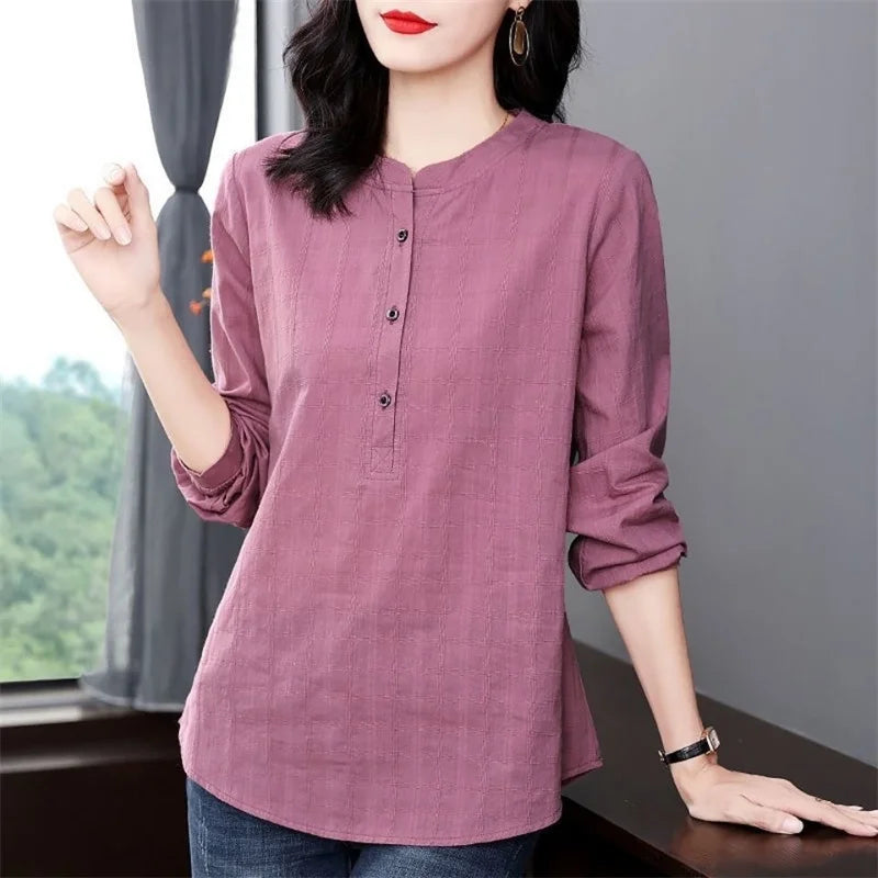 Casual Long Sleeve Stand Collar Tops