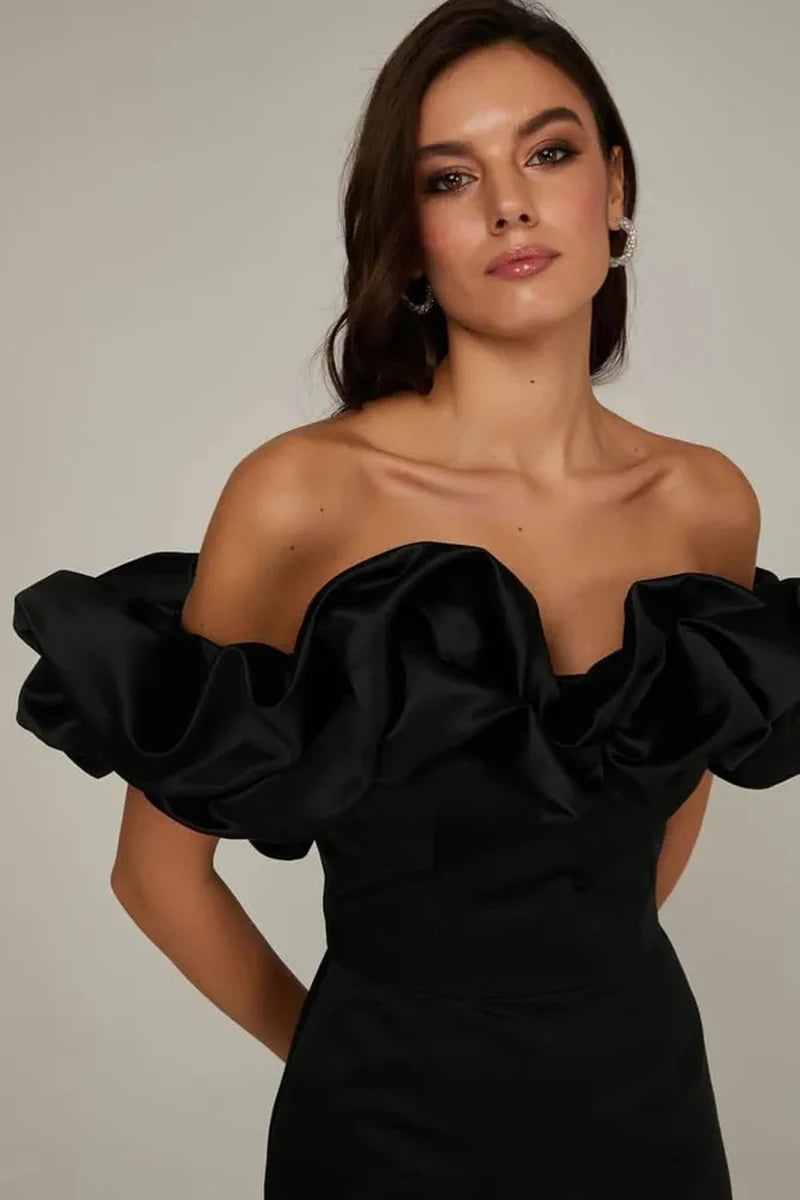 Ruffles Backless Strapless Mini Evening Dresses