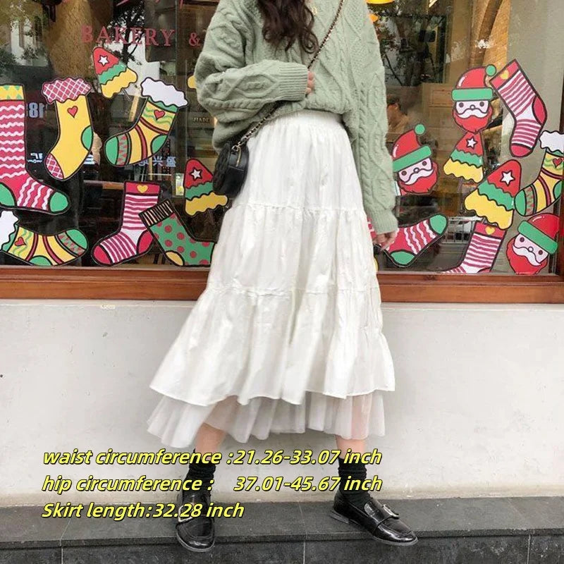 White/Black Long  High Waist  A-line