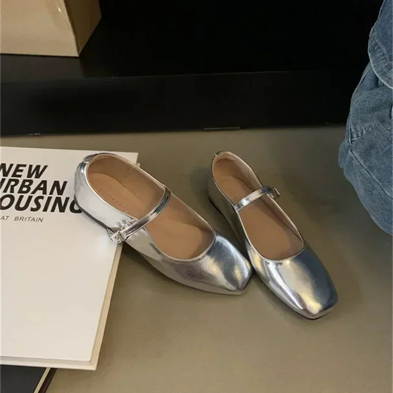 Ladies Comfort Square Toe Ballerina Shoes