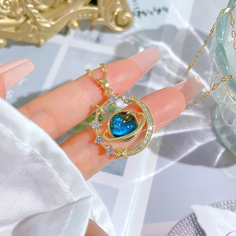Exquisite Starry Sky Planet Luxury Temperament Necklace