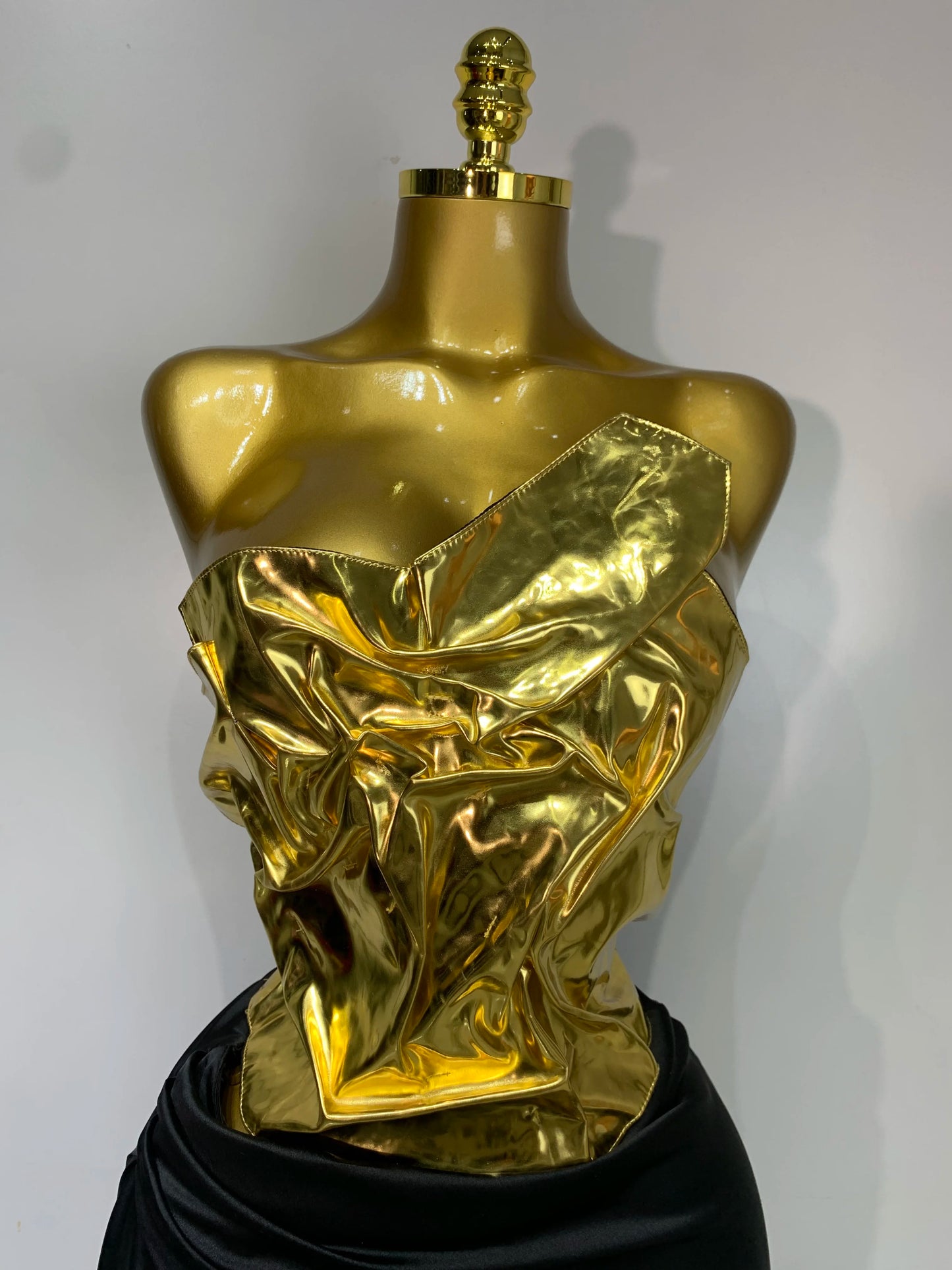 Gold Color Sexy Laced-up Tops  Elegant Dress