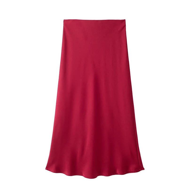 Satin Skirt  High Waist Elegant Long Skirts