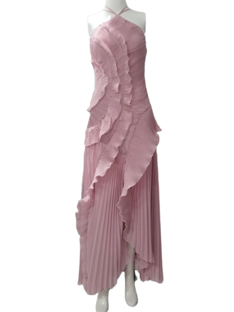 Sleeveless Halter Backless Split Maxi Dress