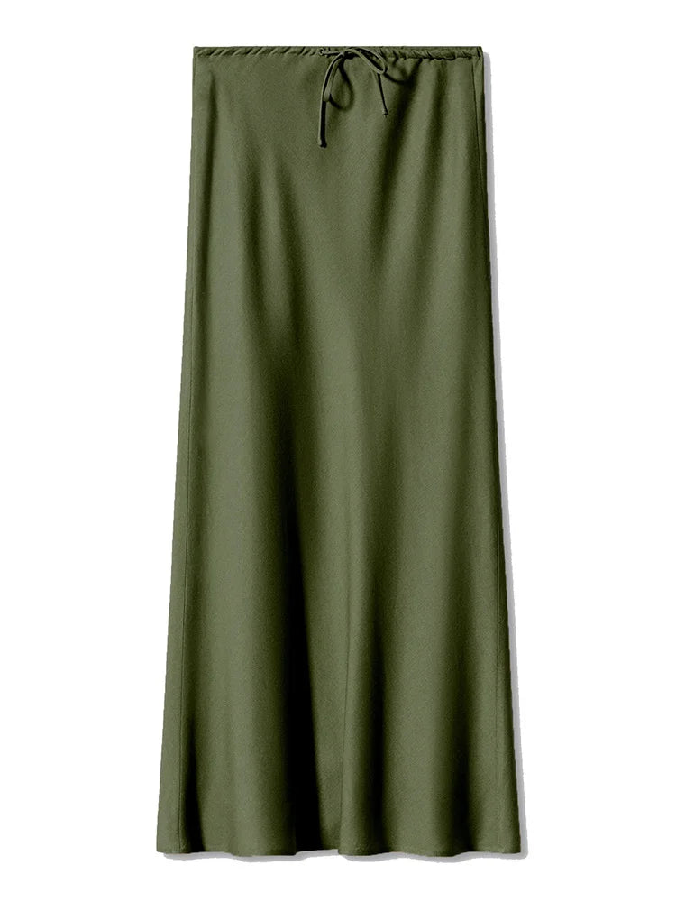 Satin Straight Maxi Skirt