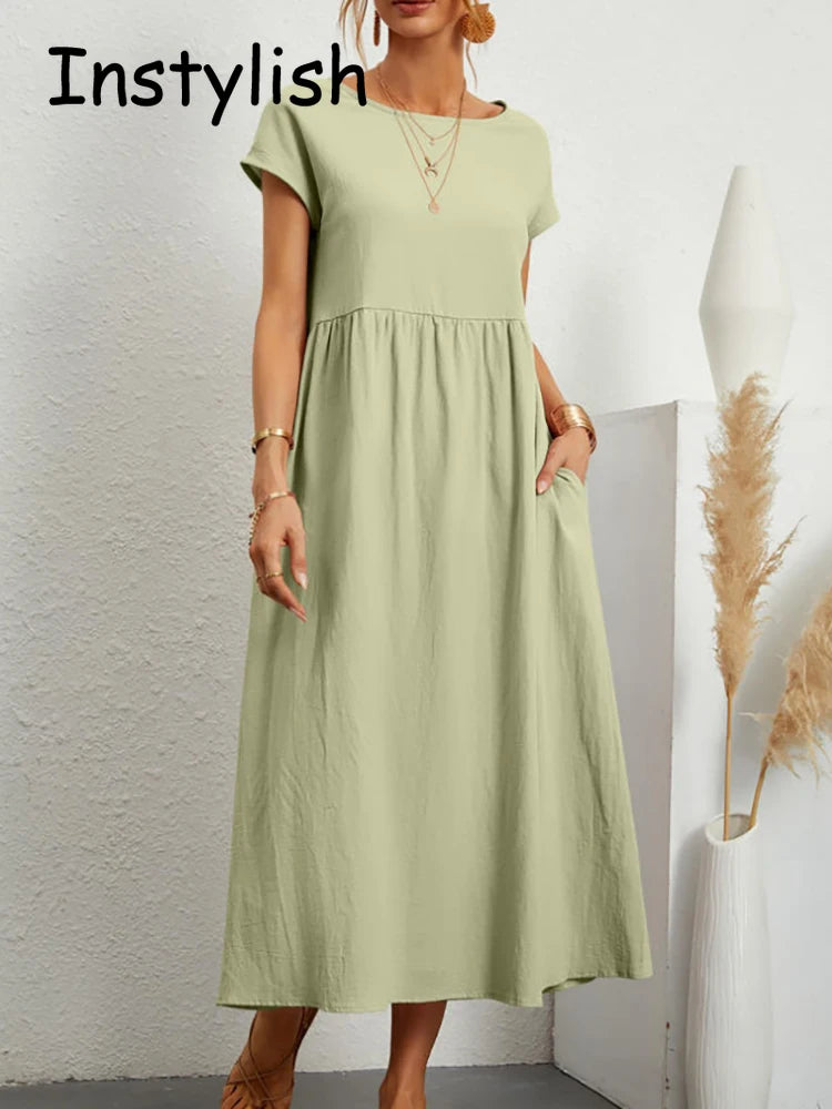 Maxi Dress Short Sleeve O Neck