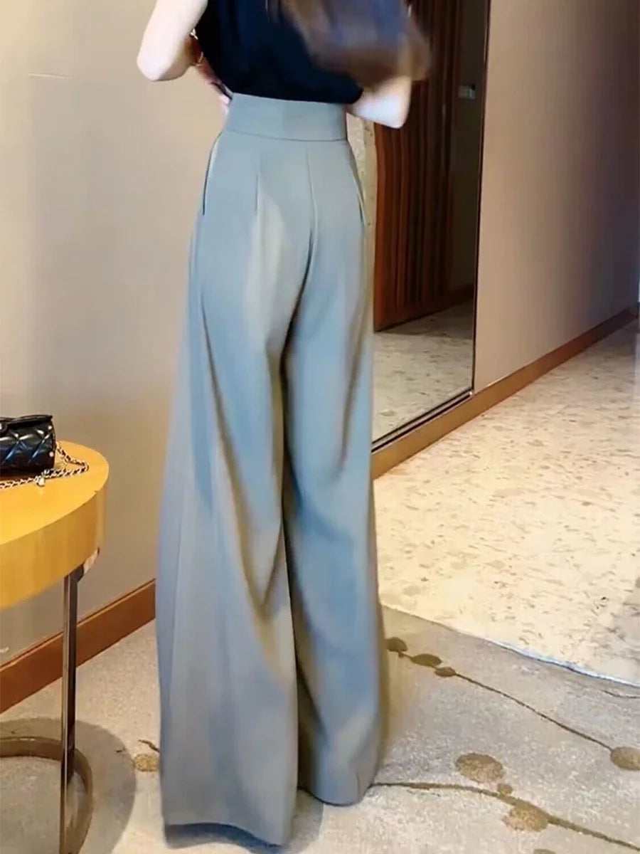 Wide Leg Pants High Waist Pleated Fashion