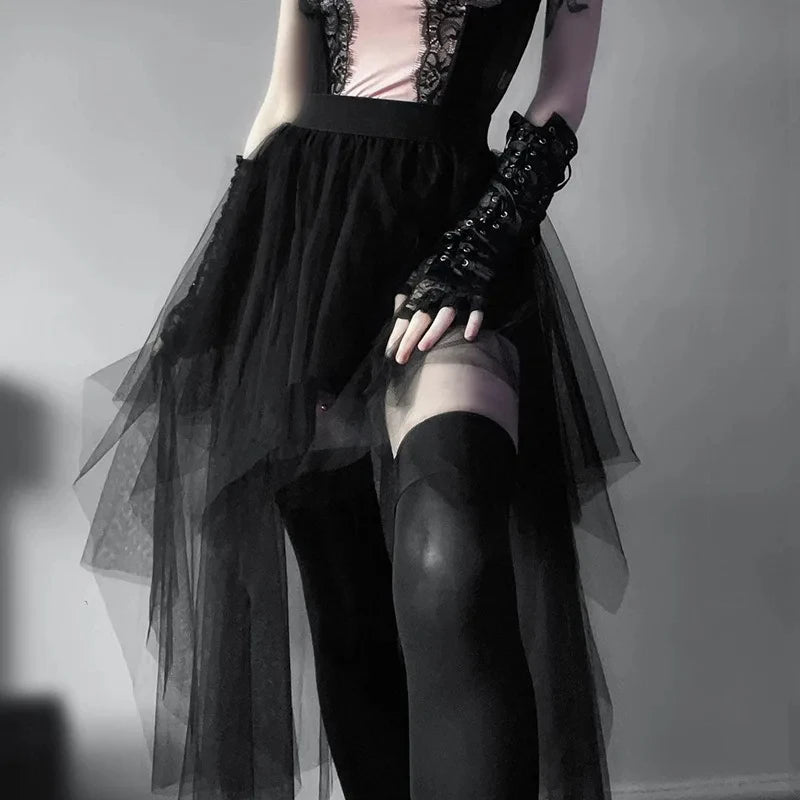 Casual Skirts Punk Net Yarn High-Waisted  Gothic