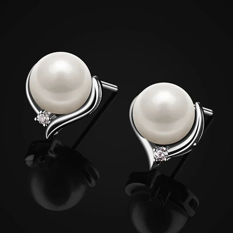 Imitation Pearl Stud Earrings Trendy Elegant Jewelry