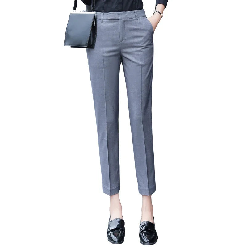 Black Gray Suit Pants High Waist Pants