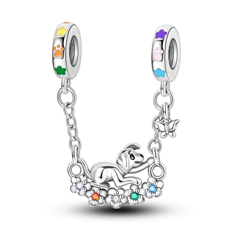 925 Silver Charms Colorful Pendants Charm Bracelet