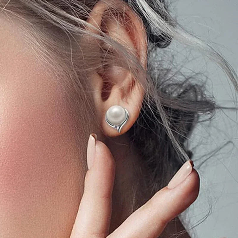 Imitation Pearl Stud Earrings Trendy Elegant Jewelry