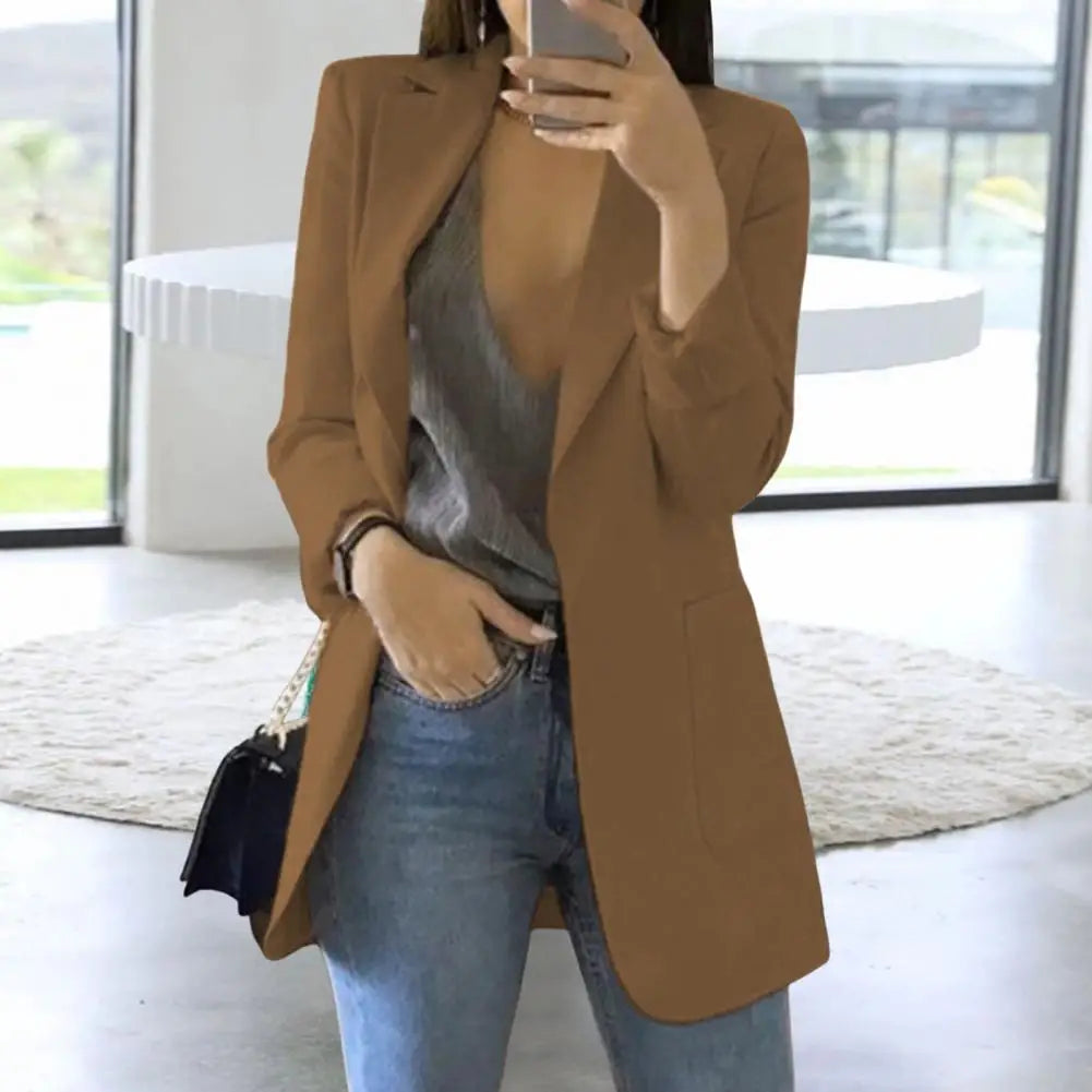 Solid Color Suit Jacket Women Long Sleeve