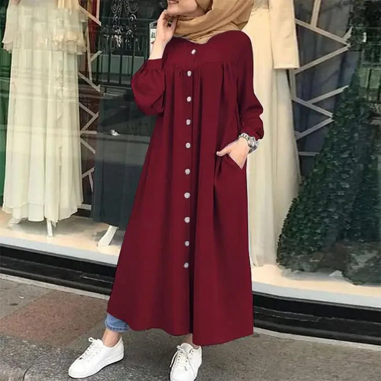 Elegant  Stand Collar Long Sleeve Cardigan Dress