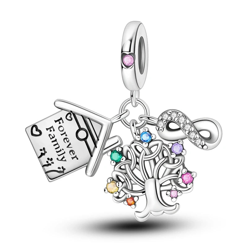 925 Silver Charms Colorful Pendants Charm Bracelet