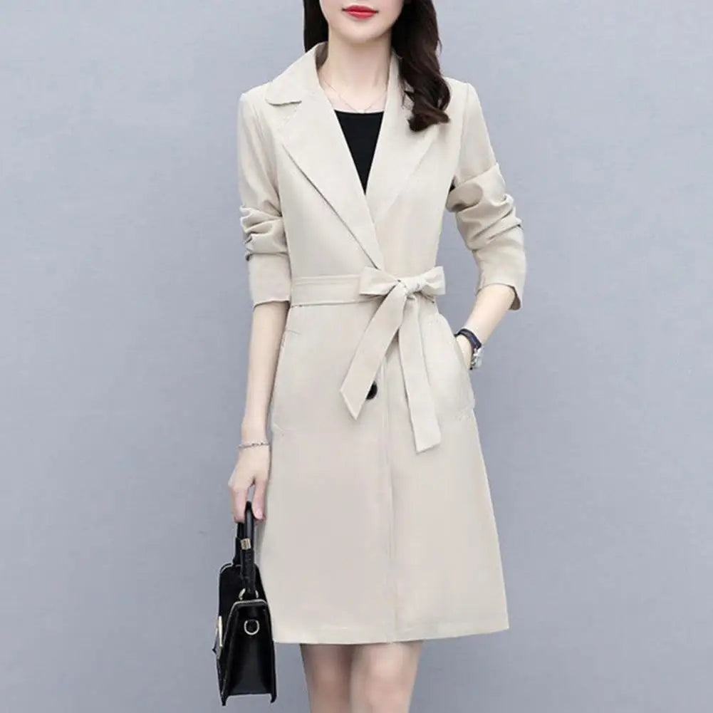 Trench Coat Mid Length Pockets, Belt