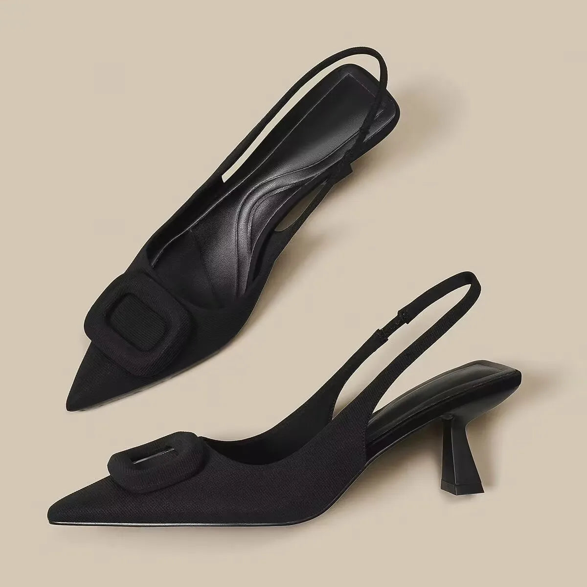 Elegant Med Heel Pointed Toe Sandal Mules