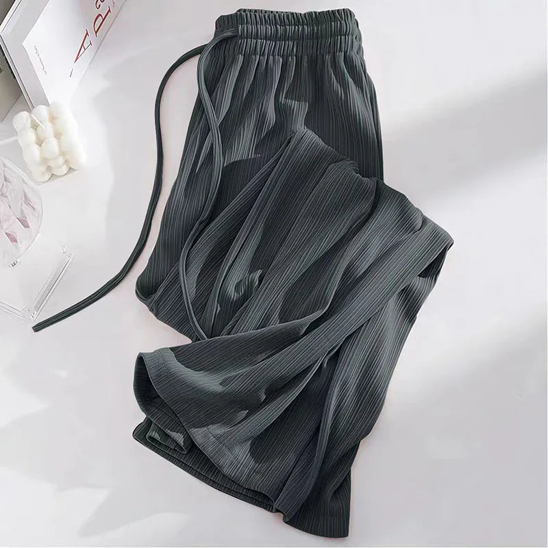 Ice SilkHigh Waist, Wide Leg Trousers