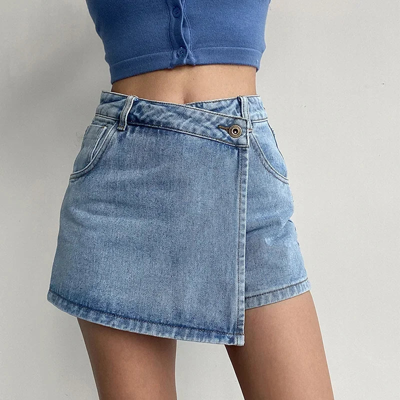 High-waisted Slimming Denim Skirt  A- line Shorts