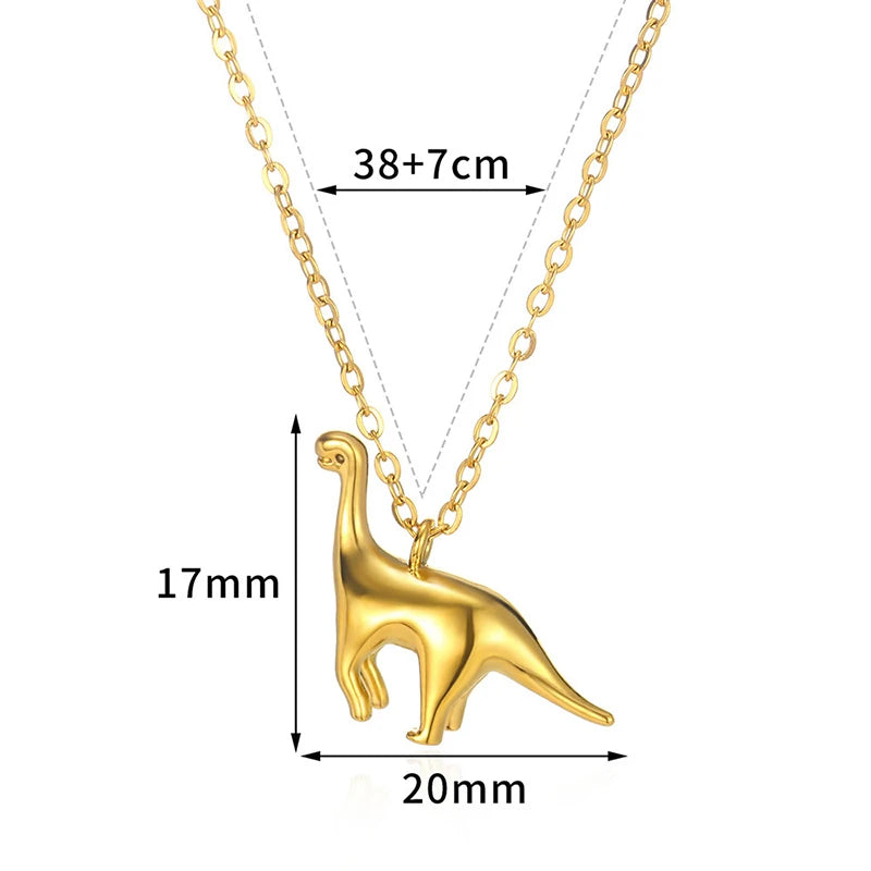 Stainless Steel Dinosaur Necklace Men Boys