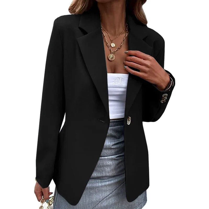 Office Blazers Long Sleeve Solid Color One-button