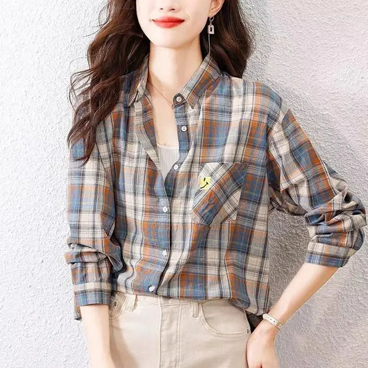 Plaid Shirts Elegant Top Fashion