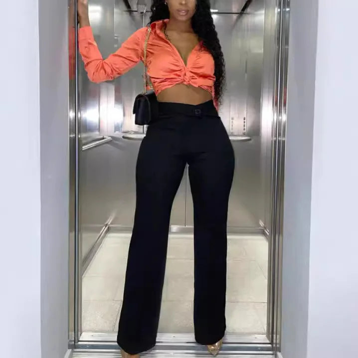 New Casual Women  Solid Color Trousers