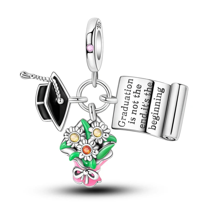 925 Silver Charms Colorful Pendants Charm Bracelet