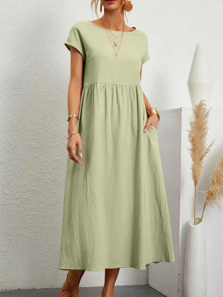 Maxi Dress Short Sleeve O Neck