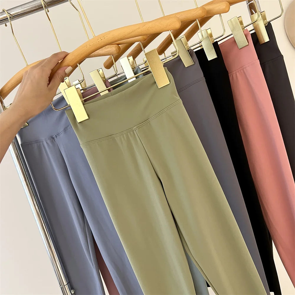 Girl Pants Black Cotton Spandex High Waist