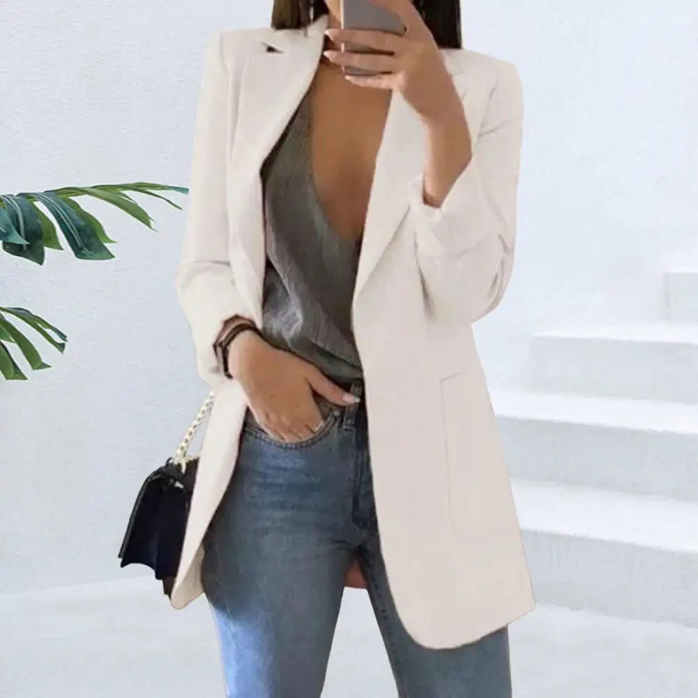 Solid Color Suit Jacket Women Long Sleeve