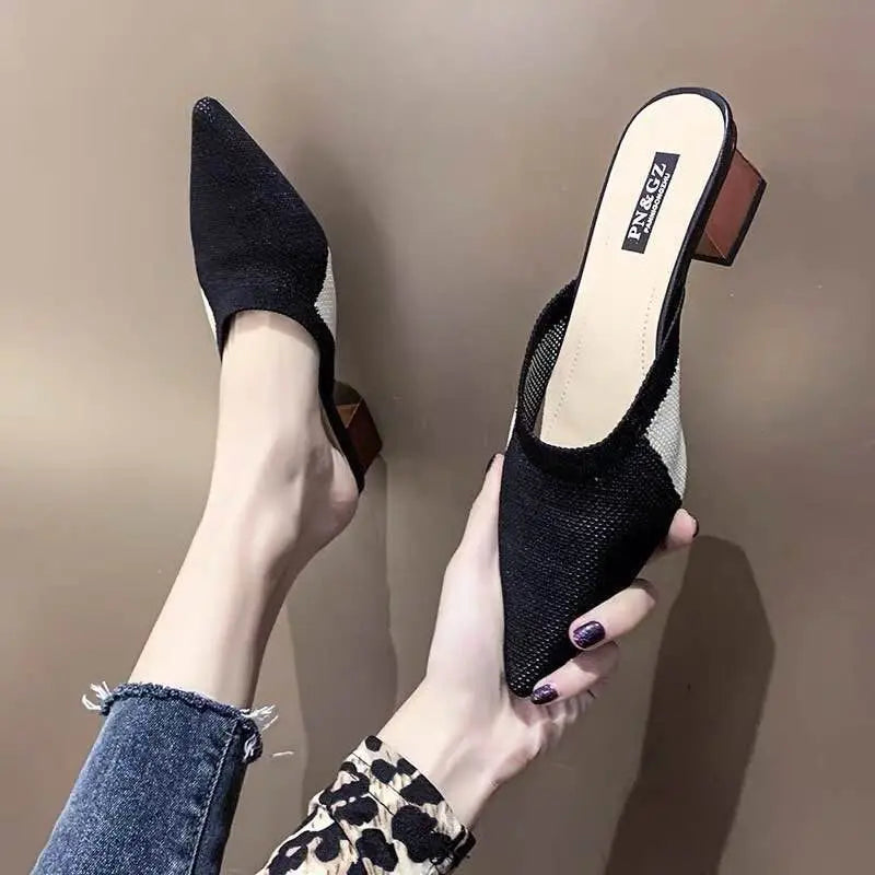 Heel Slides Pointed Toe Mules  Non Slip