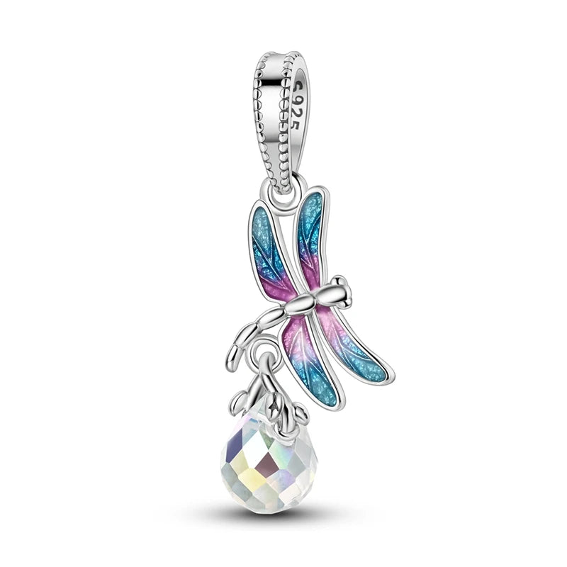 925 Silver Charms Colorful Pendants Charm Bracelet