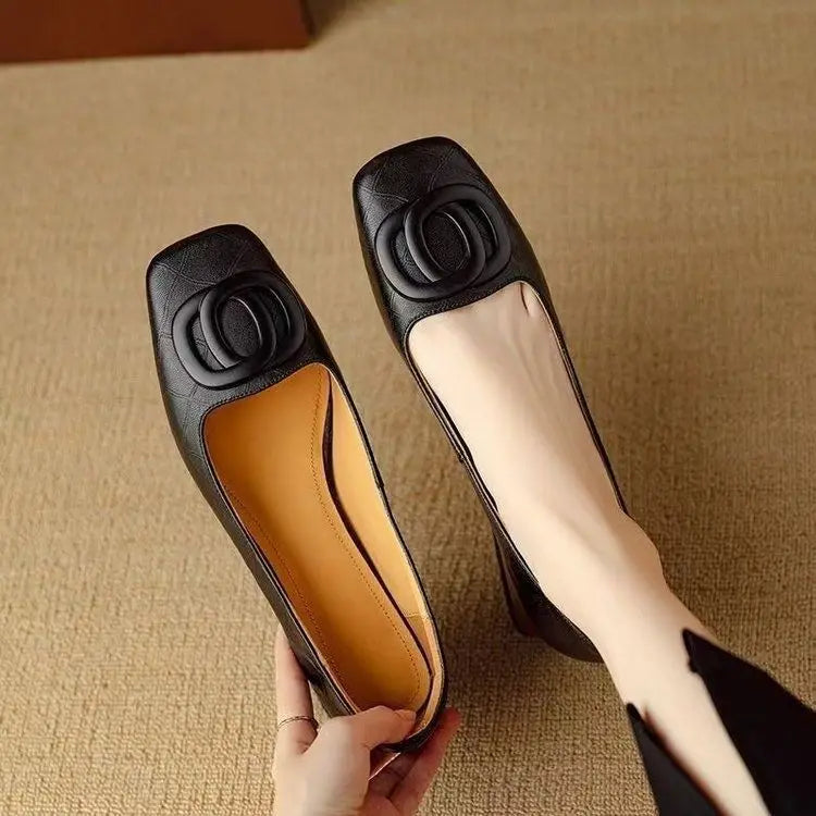 Round Toe Shallow Slip On Ballet Shoes