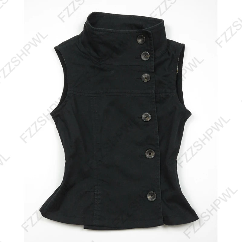 Crop Top Sexy Slim Casual Button-Down Turtleneck