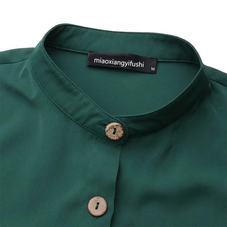 Elegant  Stand Collar Long Sleeve Cardigan Dress