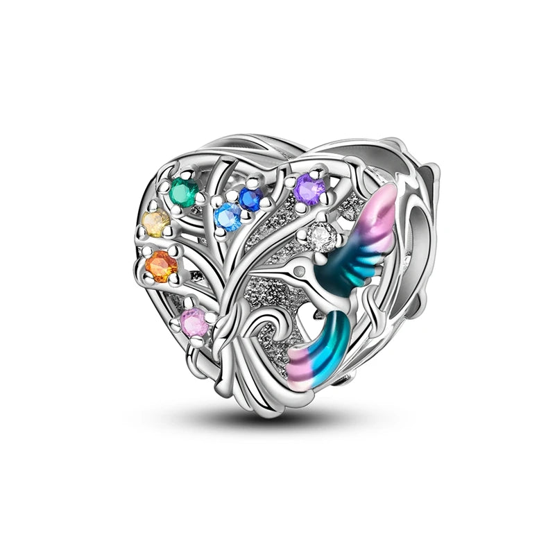 925 Silver Charms Colorful Pendants Charm Bracelet