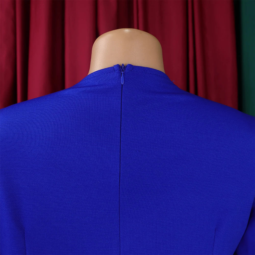 O-Neck Full Sleeve Striped Sheath Mid Calf